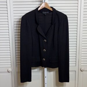 St. John Dark Brown Knit Button-Front Jacket Blazer Size 12
